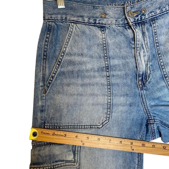 American Eagle Cargo Jogger Jeans Women size 6 Blue Distressed Grunge Casual - Picture 6 of 9